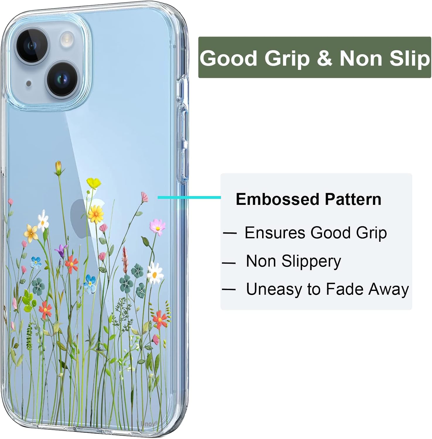 iPhone 14/13 Embossed Floral Pattern Soft TPU Slim Protective 6.1 Inch Case - Image 4