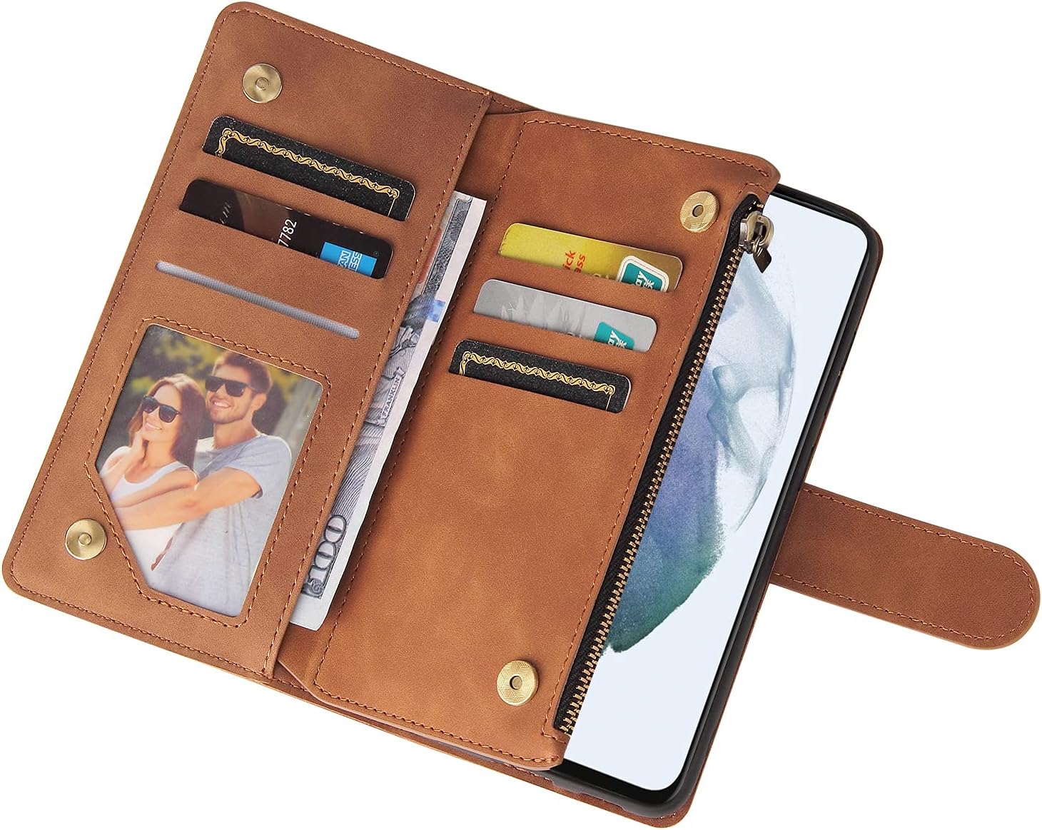 For Samsung Galaxy S21 FE Tempered Glass Screen Protector and Flip Wallet Case - Image 4