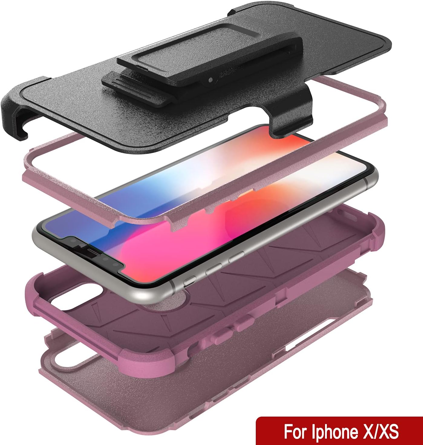 iPhone Xs Belt Clip Holster 4-1 Rugged & Protective Multilayer Phone Case - Image 4