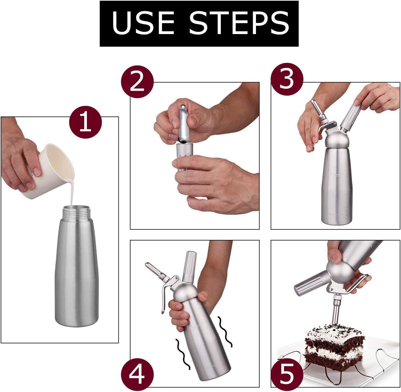 Whipped Cream Dispenser, Professional Aluminum Cream Whipper Maker 500mL - Image 3