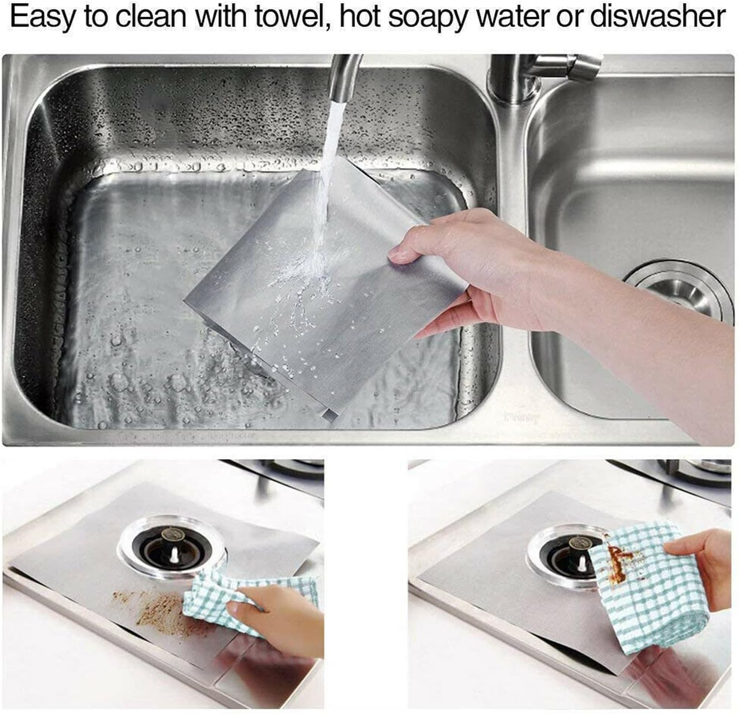 4 PCS Reusable Stove Clean Mat Reusable Gas Oil Protector Liner Burner Cover - Image 4