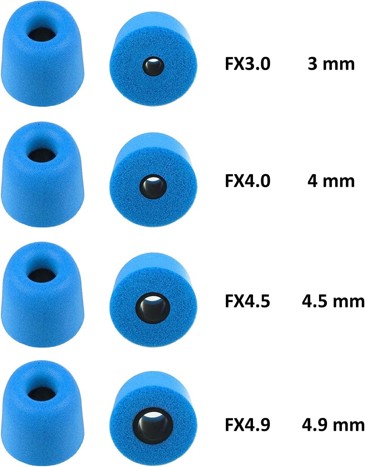 Memory Foam In Ear Earphone Medium Size Earbud Replacement Ear Tip-4 Pairs-Blue - Image 4