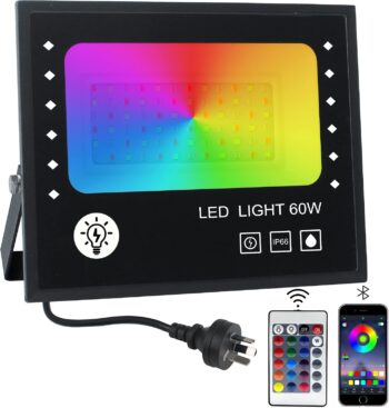 RGB LED Flood Light Outdoor, 60W Smart Flood Light with App Control IP66