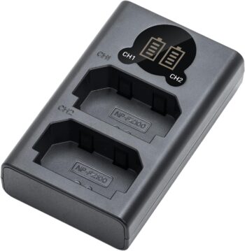 Double Slot NP-FZ100 Battery Charger for Sony BC-QZ1 Charger, Alpha ZV-E1, FX3