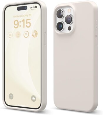 Liquid Silicone Case Compatible with iPhone 15 Pro Max, Premium Silicone (Stone)