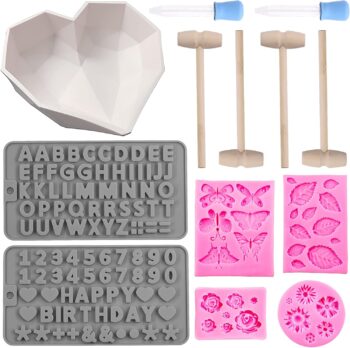 13Psc Heart Silicone Chocolate Molds Kit, Candy Jelly Cake Pop Mold Baking Tools