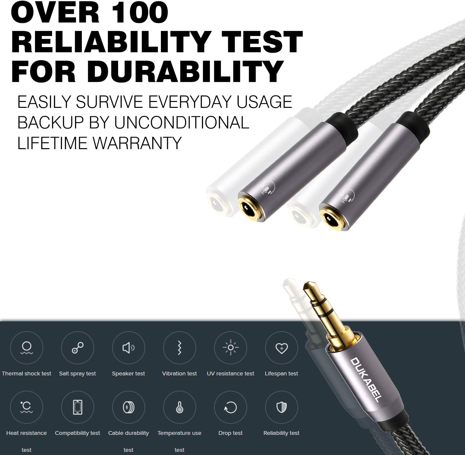 Headphone Splitter,Strong Braided&Gold-Plated3.5mm Stereo Audio Y Splitter Cable - Image 3