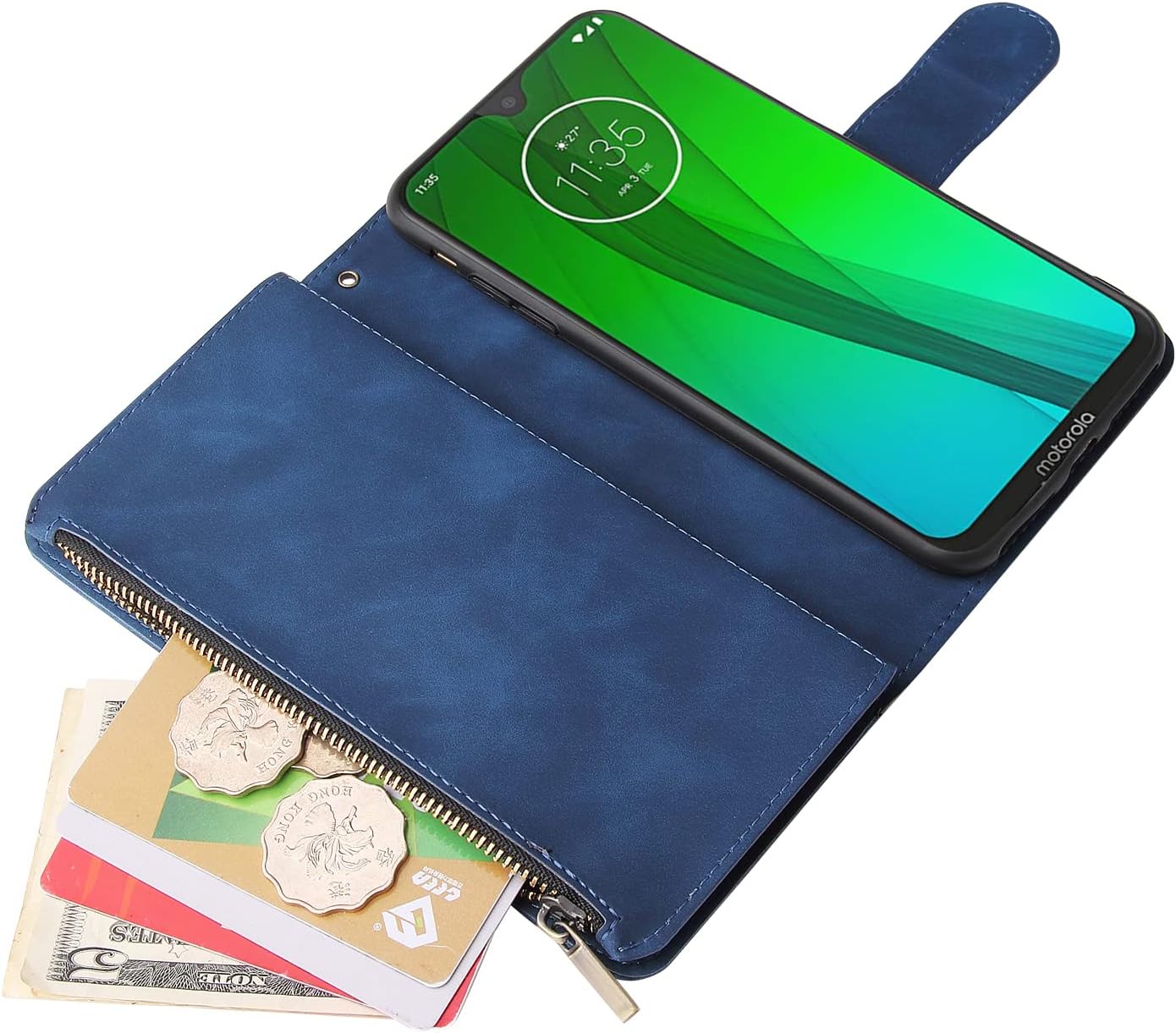Moto G7/G7+ Tempered Glass Screen Protector and Flip Wallet Case - Image 5