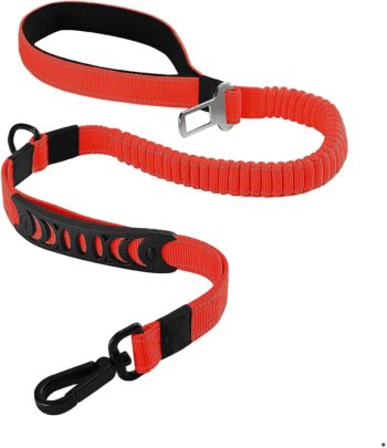Dog Lead & Car Seat Belt 2 in 1 , 150cm Reflective Anti-Shock Bungee Dog Leash