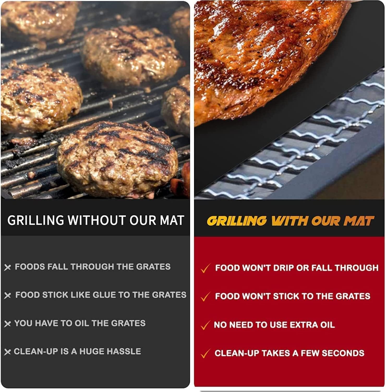 BBQ Grill Mat Set of 6+1, Reusable Non-Stick BBQ Mat, Heat Resistant - Image 6