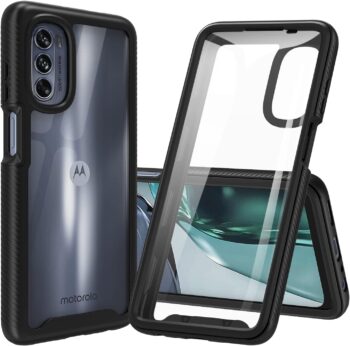 Heavy Duty Case with Built-in Screen Protector fpr Motorola Moto G62 5G (Black)