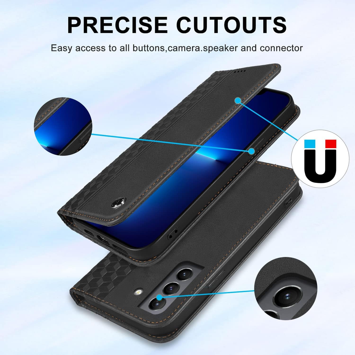 Samsung Galaxy S21 FE 5G, Shockproof PU Leather Flip Folio Cover with Card Slots - Image 3