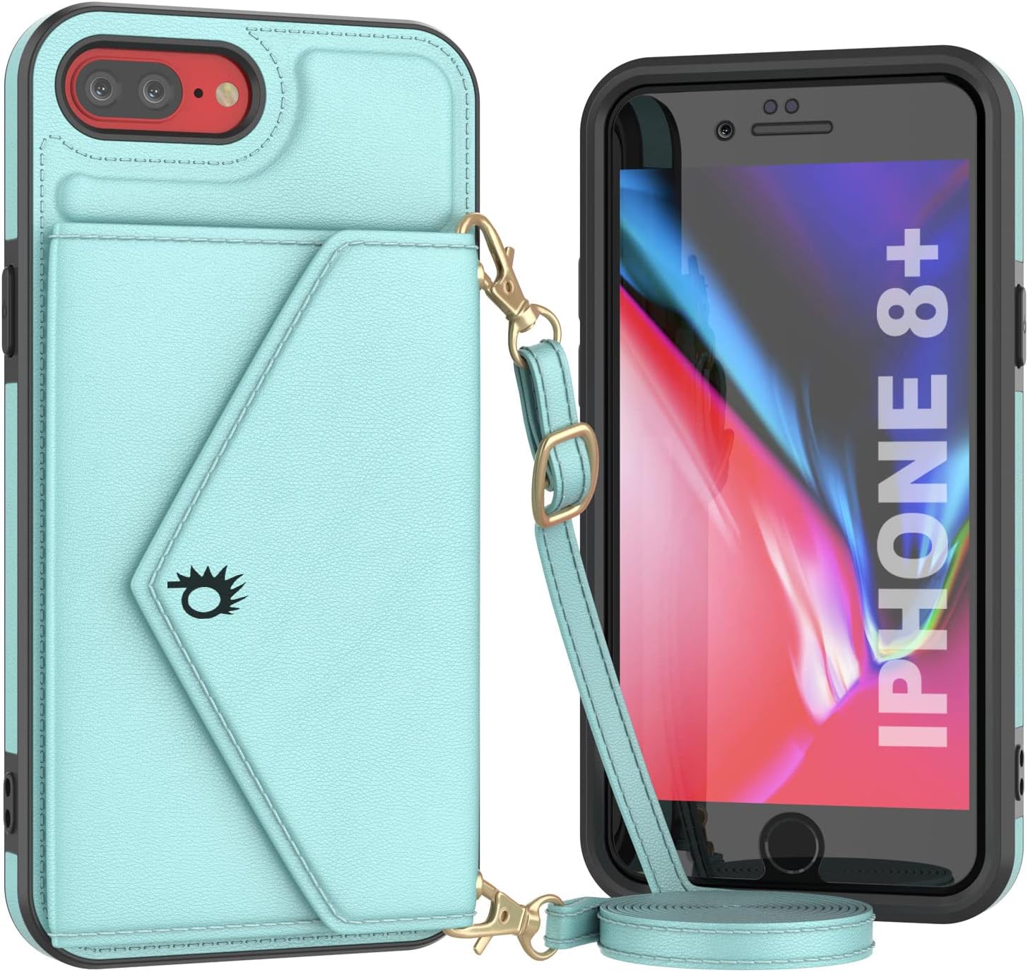 For iPhone 8 Plus Stylish PU Leather Crossbody, Kickstand Wallet Case