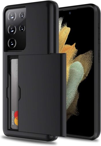 Slide Armour Card Holder Case for Galaxy S21 Ultra 5G Protective Hard Back Cover