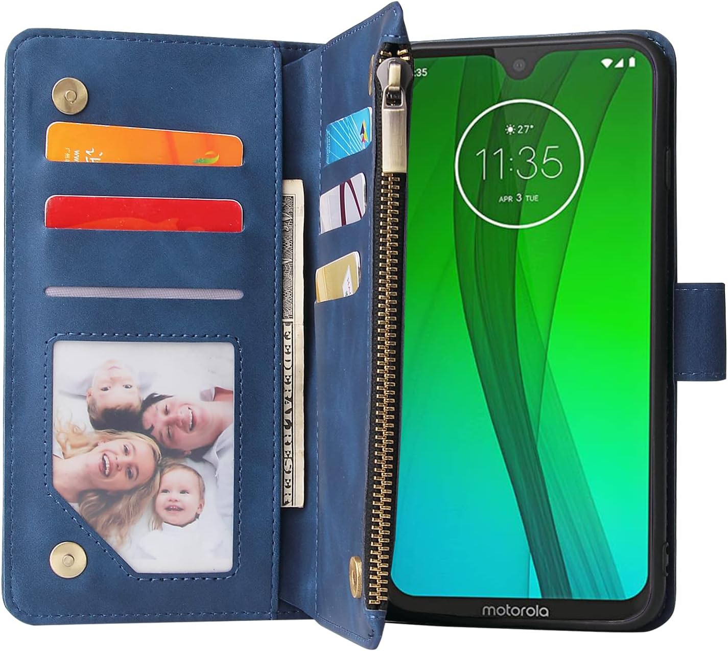 Moto G7/G7+ Tempered Glass Screen Protector and Flip Wallet Case - Image 3