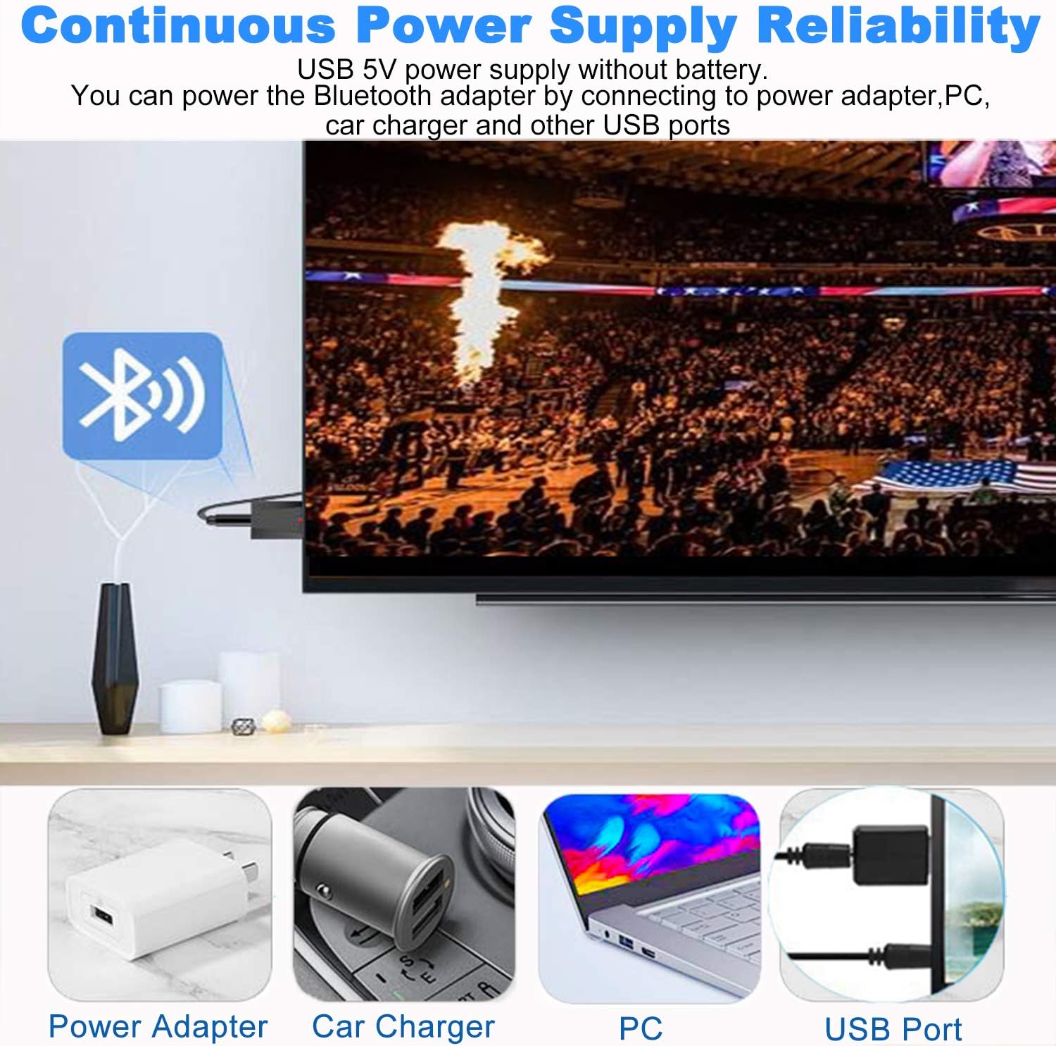 USB Bluetooth 5.0 Audio Transmitter Receiver 3 in 1, Mini Bluetooth AUX Adapter - Image 7