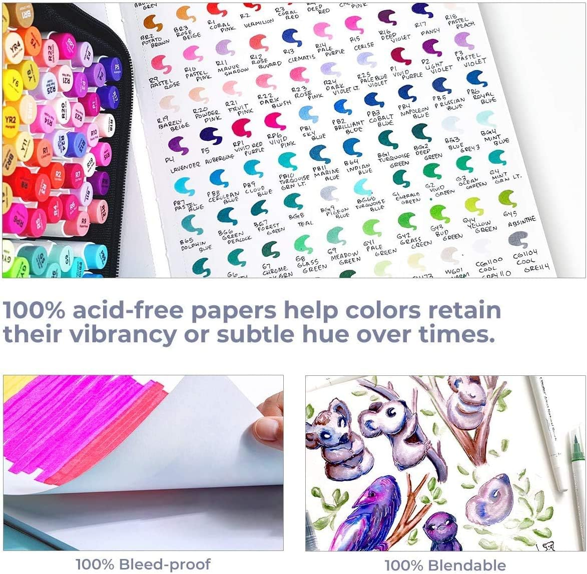 Marker Pads Art Sketchbook, 210mm x 210mm, Portable Square Size, 120 LB/200 GSM - Image 2