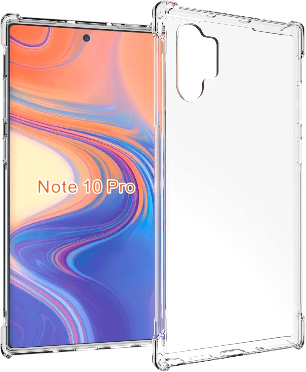 For Samsung Galaxy Note 10 Plus, Clear TPU Four Corner Transparent Soft Case - Image 2