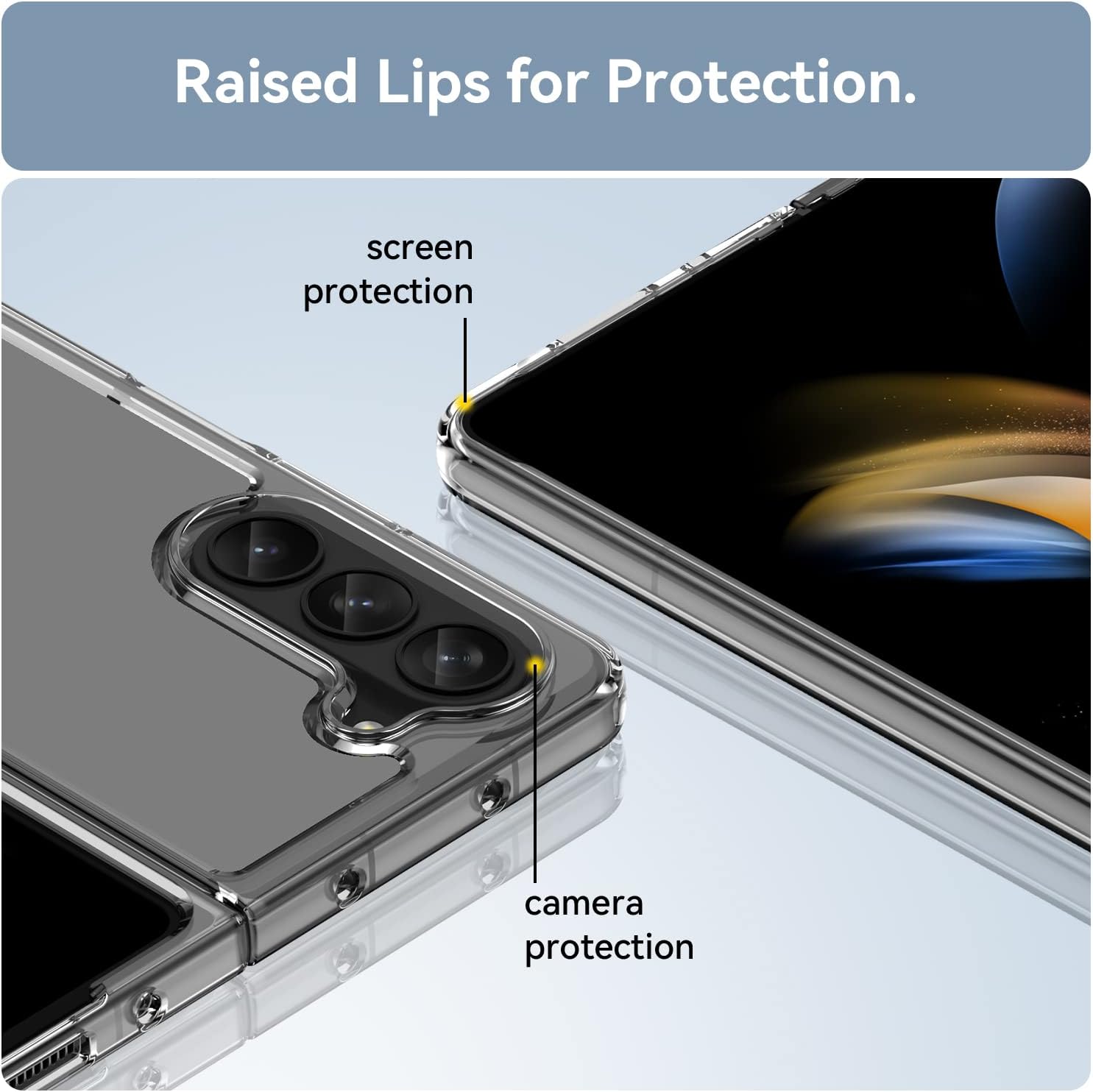 Samsung Galaxy Z Fold 5 5G Protective Acrylic + TPU Cover No Yellowing (Clear) - Image 3