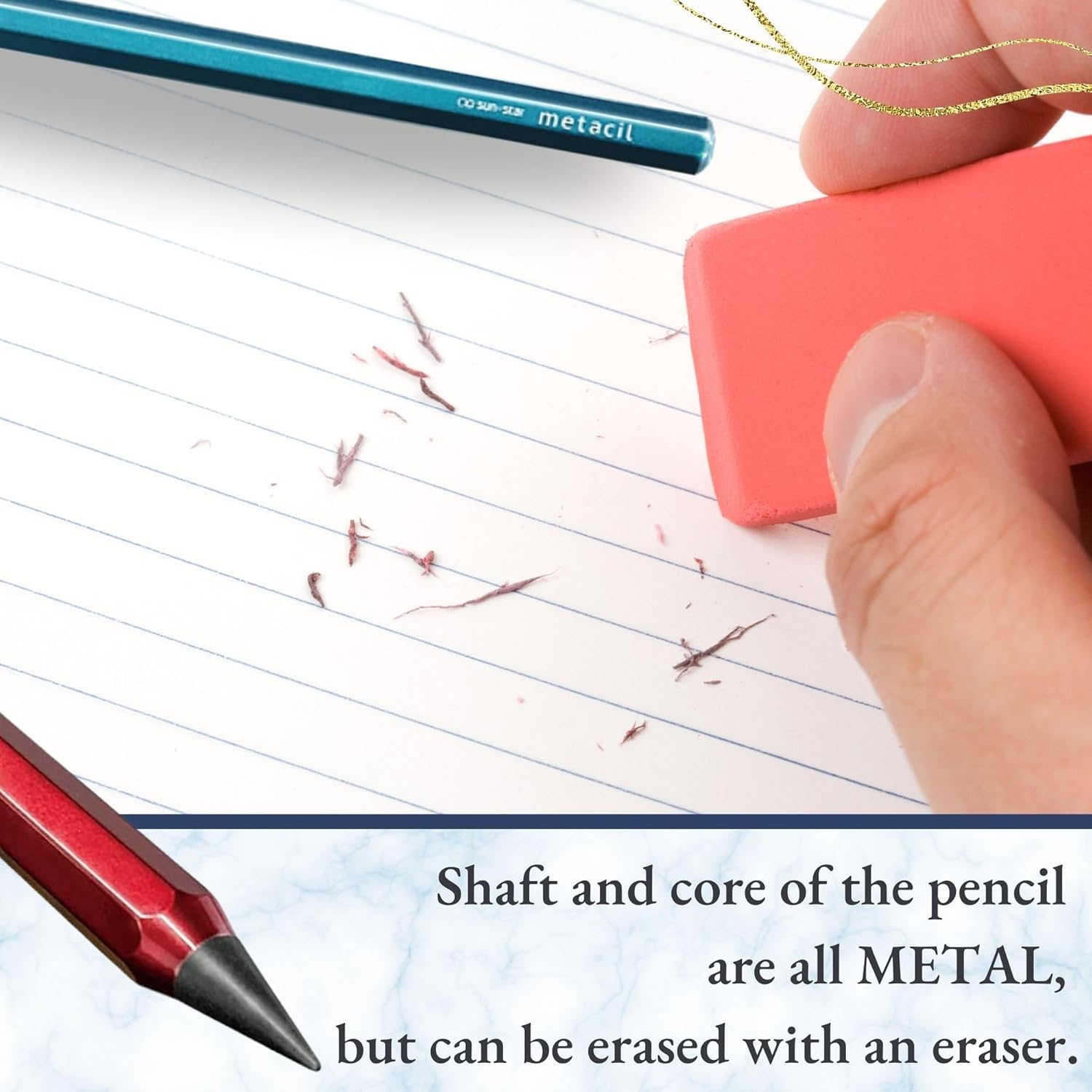 Sun-Star Stationery S4482662 Metal Pencil, Metasil, Metallic Blue - Image 3