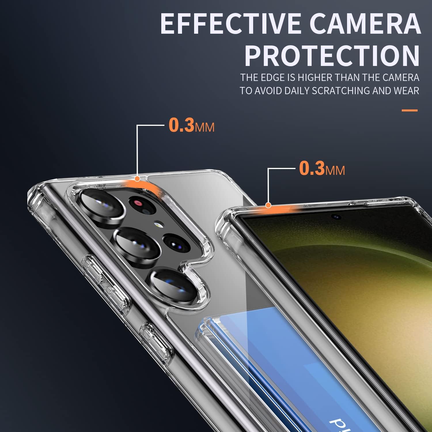 S22 Ultra Case Shockproof Slim Card Holder Protection Case - Clear - Image 5