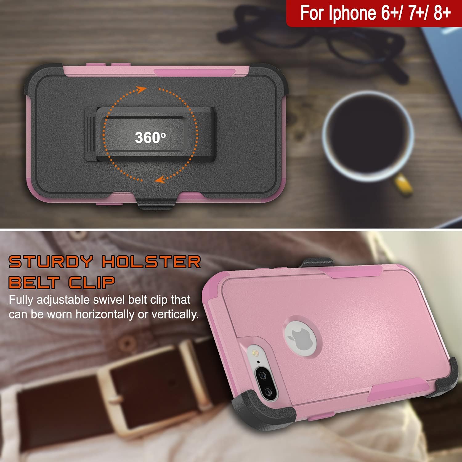 iPhone 8+ Plus Belt Clip Holster 4-1 Rugged Protective Multilayer Phone Case - Image 5