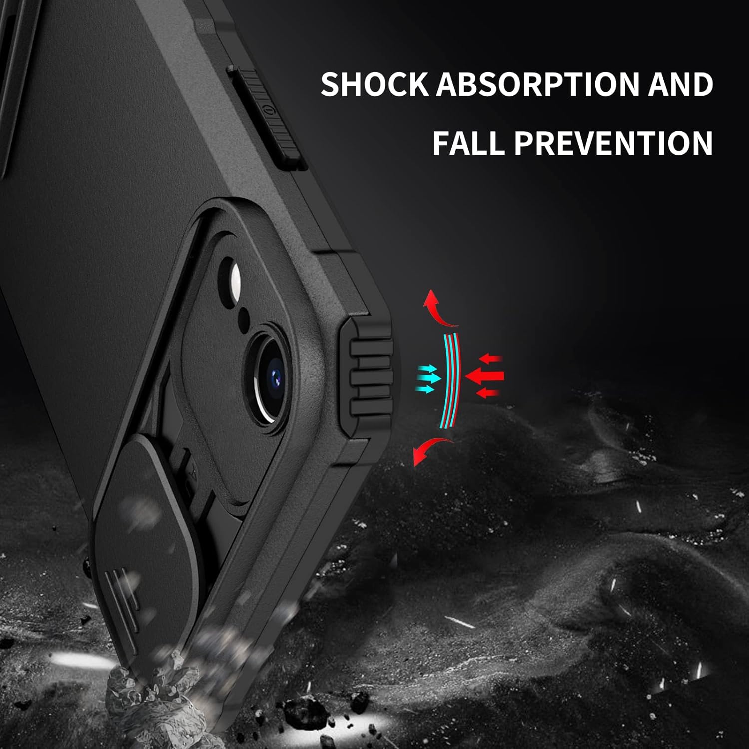 For iPhone XR 6.1"Stand Case with Screen Protector and Slide Camera - Black - Image 5