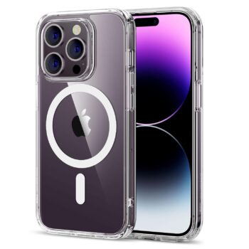 For iPhone 14 Pro Case Magsafe with HaloLock, Shockproof Military-Grade - Clear