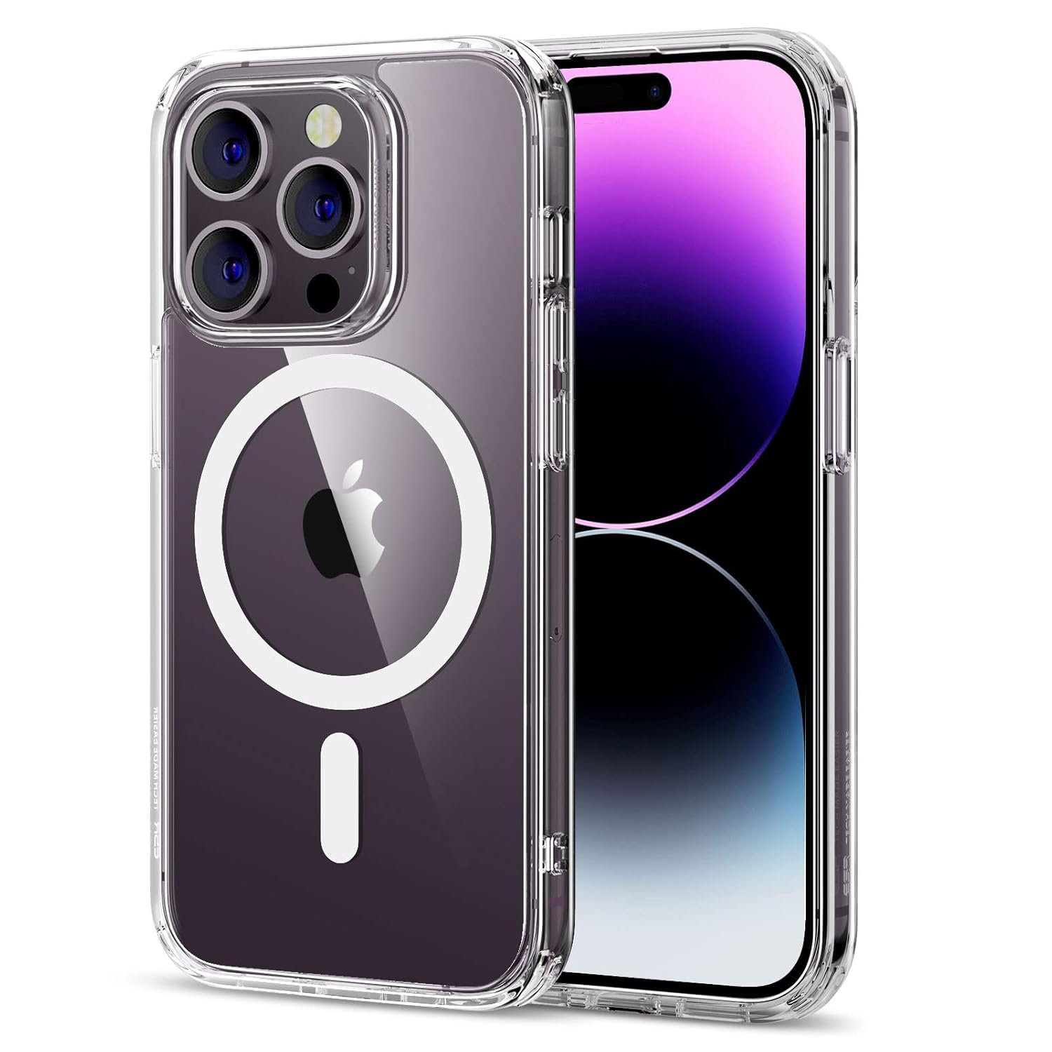 For iPhone 14 Pro Case Magsafe with HaloLock, Shockproof Military-Grade - Clear