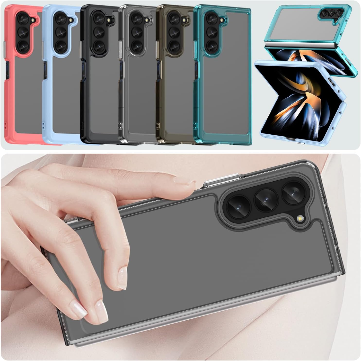 Samsung Galaxy Z Fold 5 5G Protective Acrylic + TPU Cover No Yellowing (Clear) - Image 8