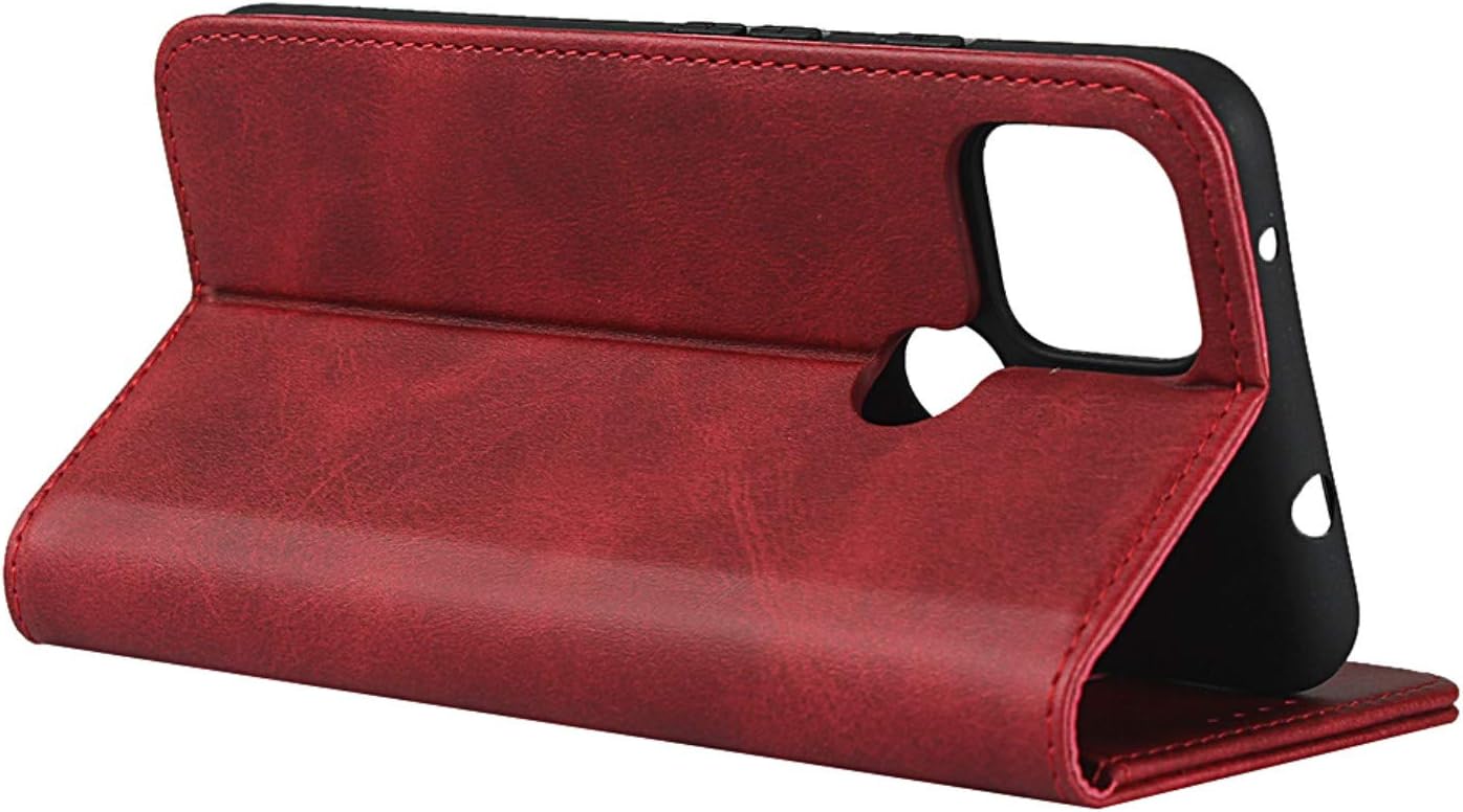 Cover for Google Pixel 4a 5G Case, Cowhide Pattern Leather Case (6.2") -Wine Red - Image 4