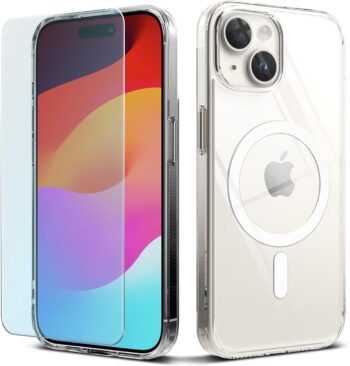 For iPhone 15 Plus - Crystal Clear TPU + PC Tempered Glass Screen Protector Case