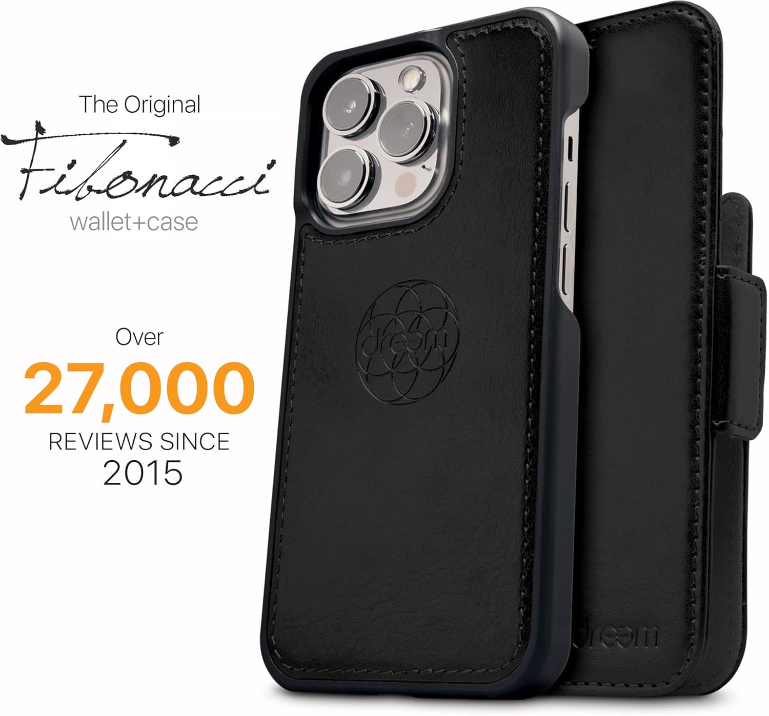 For iPhone 15 Pro Wallet Shockproof Detachable Luxury Vegan Leather Case - Black - Image 4