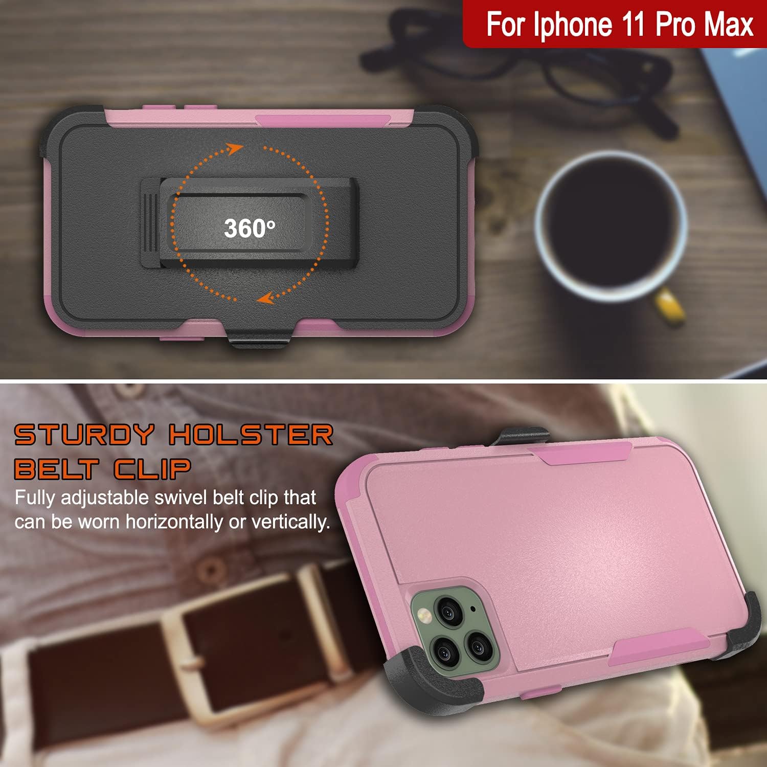 For iPhone 11 Pro Max Belt Clip Holster 4-1 Rugged & Protective Multilayer - Image 5