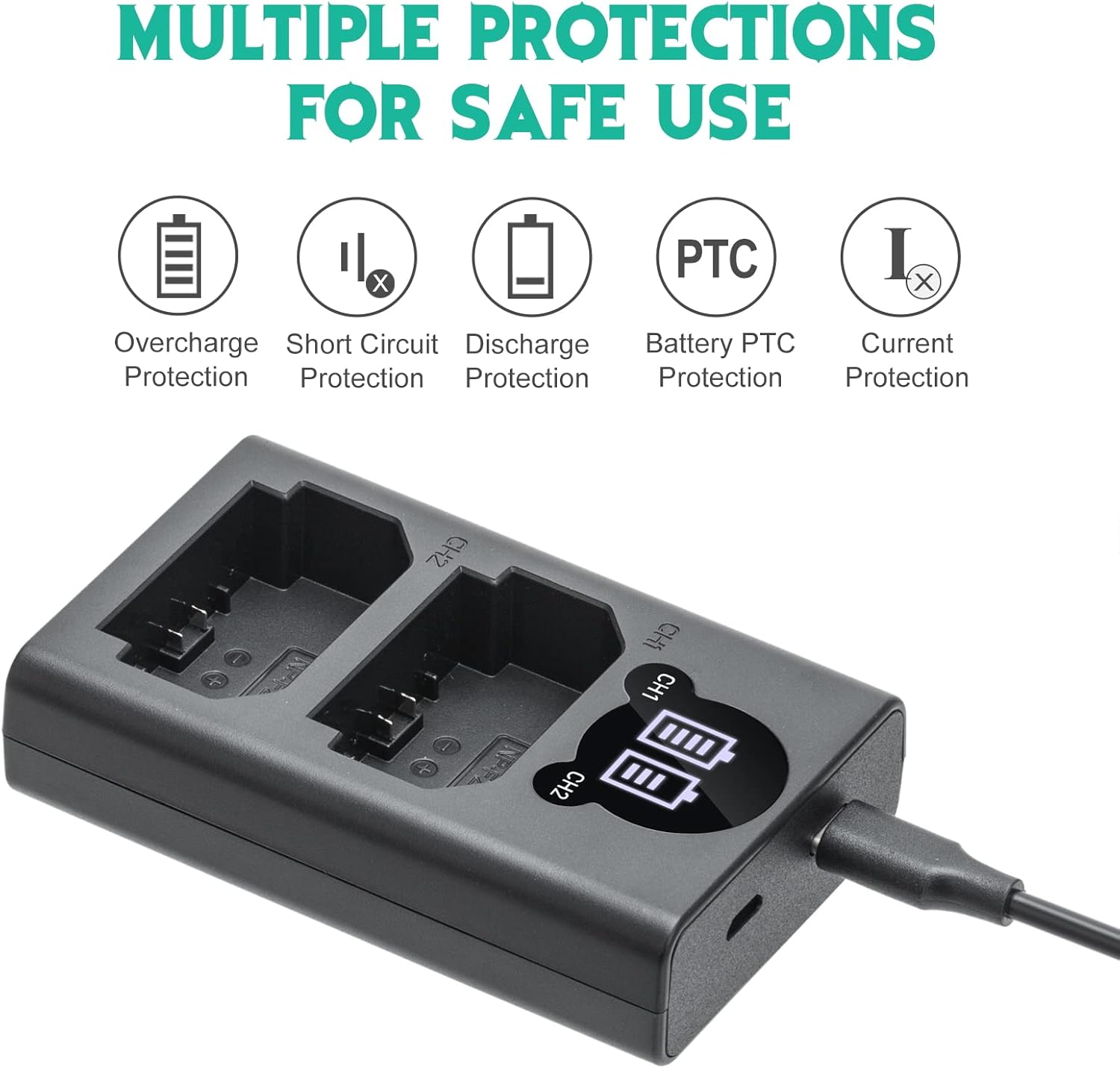 Double Slot NP-FZ100 Battery Charger for Sony BC-QZ1 Charger, Alpha ZV-E1, FX3 - Image 2