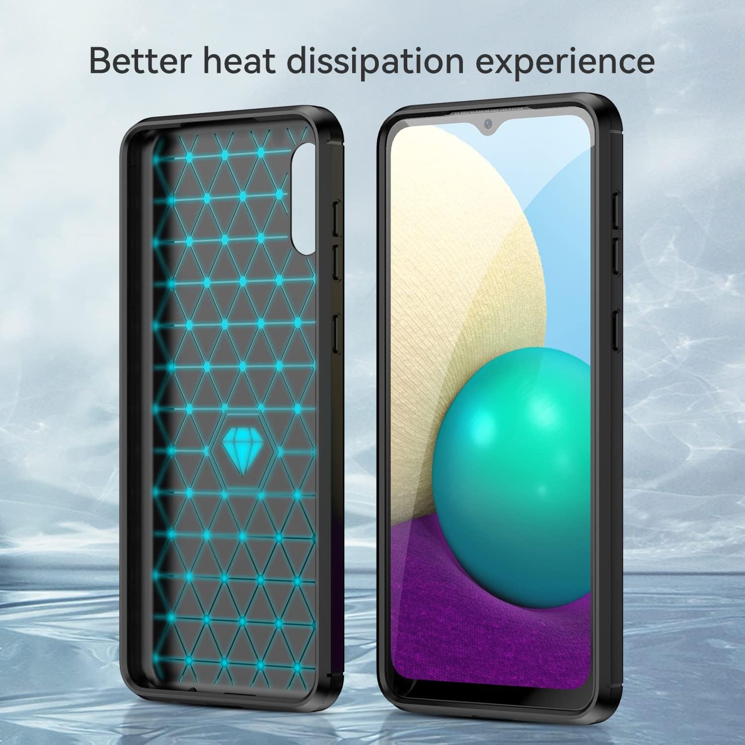 For Samsung Galaxy A02 Case w Tempered Glass Screen Protector - Black - Image 7