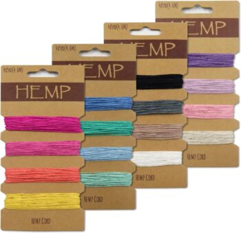 16 Colors Waxed Hemp Cord 1mm, 4 Cards Flax String Colored, 80 Yards Wax Coated