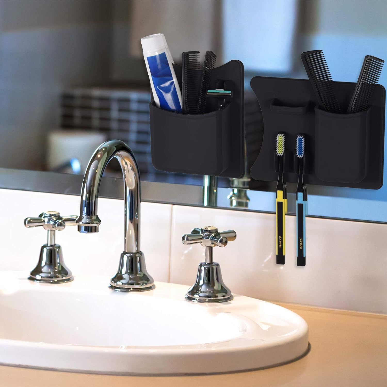 Silicone Toothbrush Holder for Shower Toothbrush Holder Organizer -1pcs -Black - Image 9