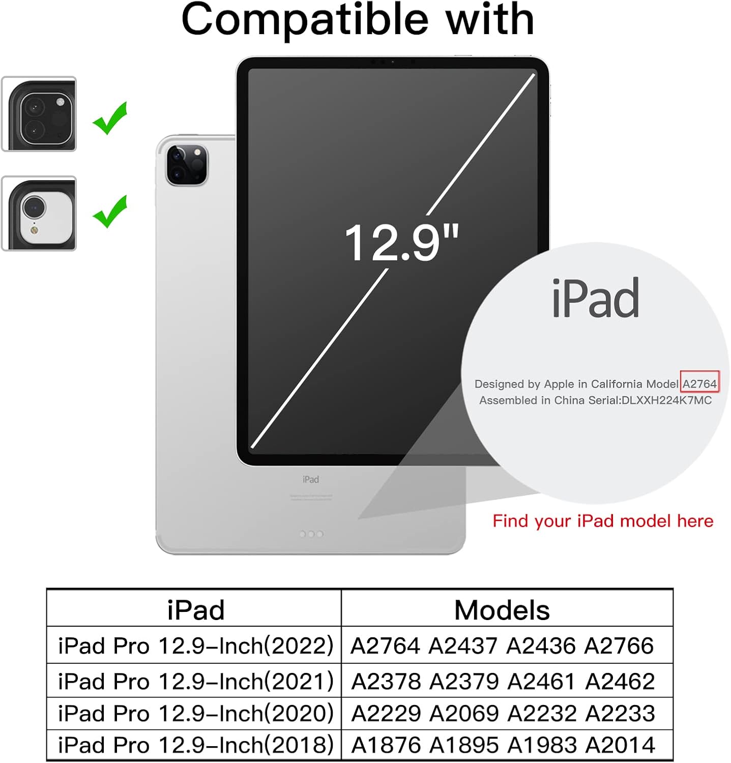 Magnetic Case for iPad Pro 12.9 Inch 2021/2020/2018 Model, Support Apple Pencil - Image 2