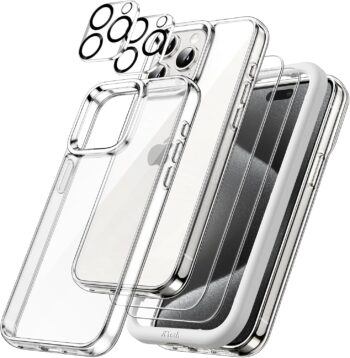 5in1 Case for iPhone 15 Pro 6.1" with 2xTempered Glass Screen Protector (Clear)