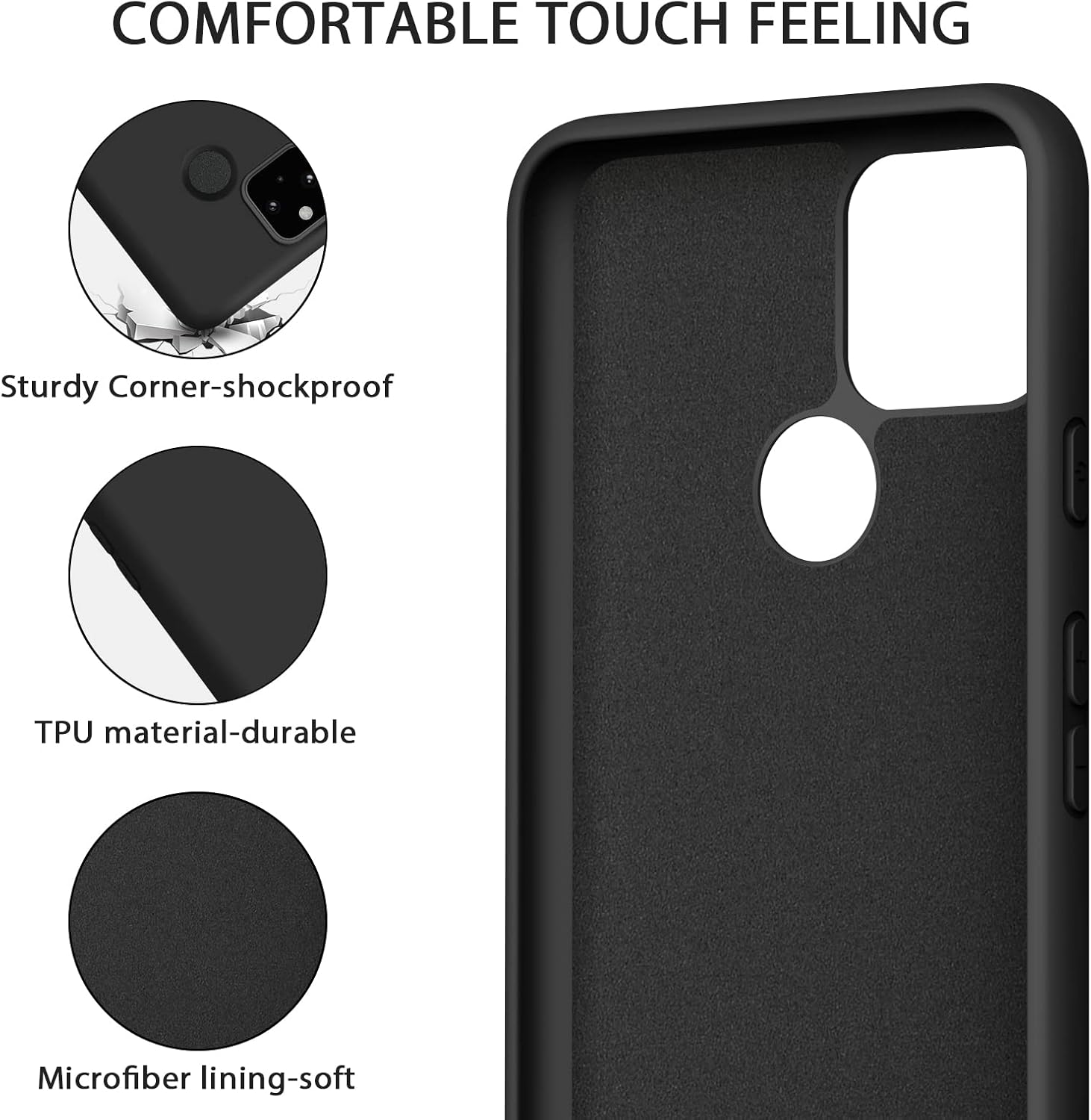 Ultra Thin Premium Rubber Soft Silicone Case for Google Pixel 5 Case (Black) - Image 2