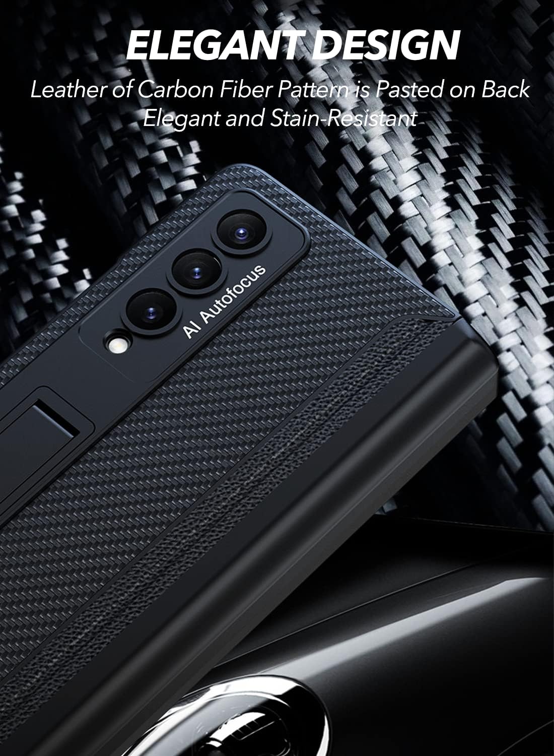 Samsung Galaxy Z Fold 5 with Kickstand + S Pen Holder/ Hinge Protection Case - Image 5