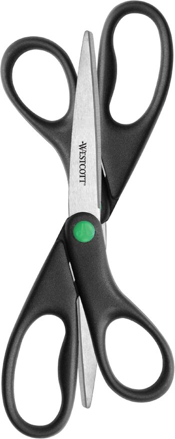 Westcott KleenEarth 8" Straight Recycled Stainless Steel Scissors, Black, 2 Pack