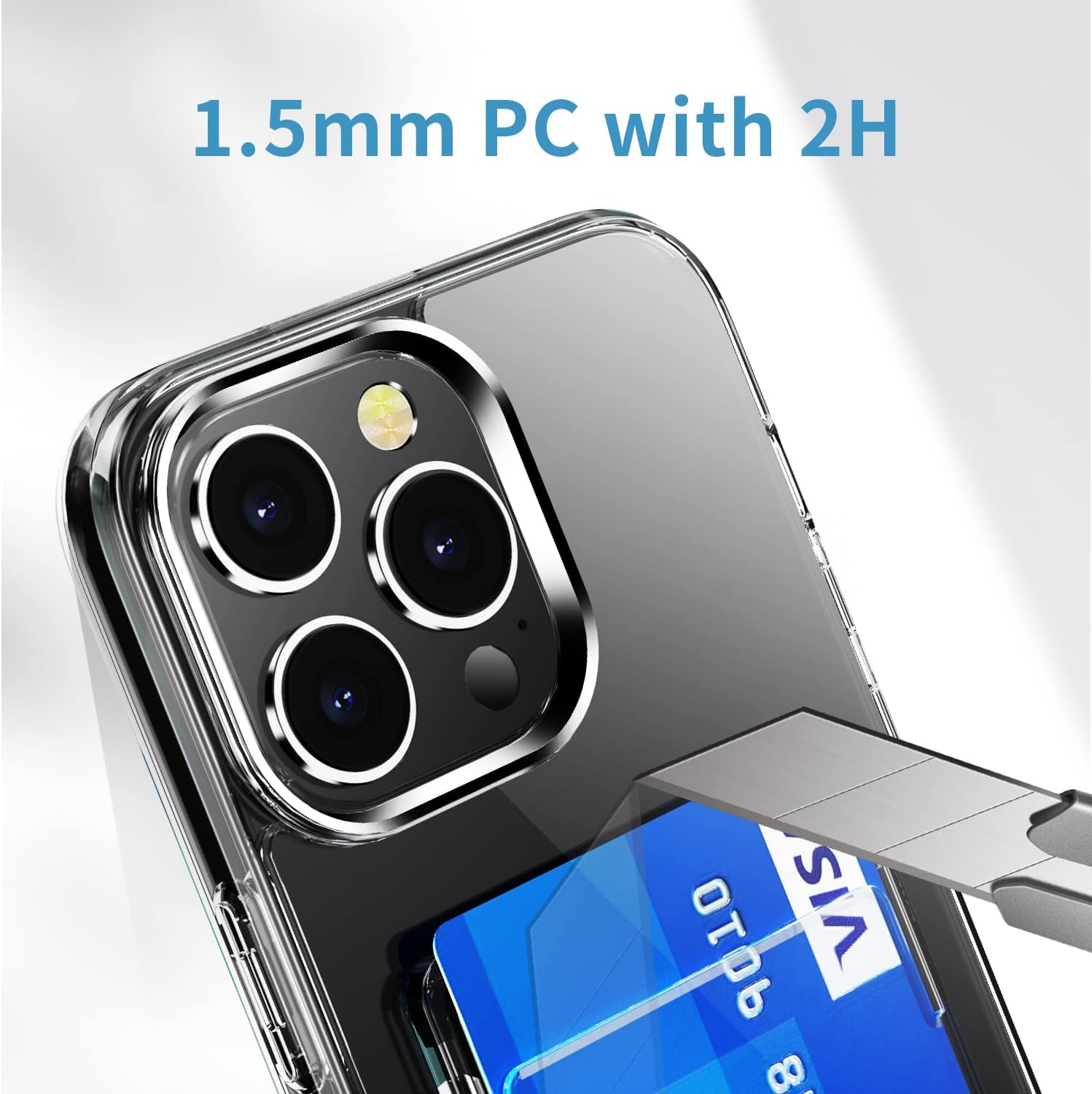 iPhone 14 Pro, Clear Case with Credit Card Holder, Full Protection, Shockproof - Image 3