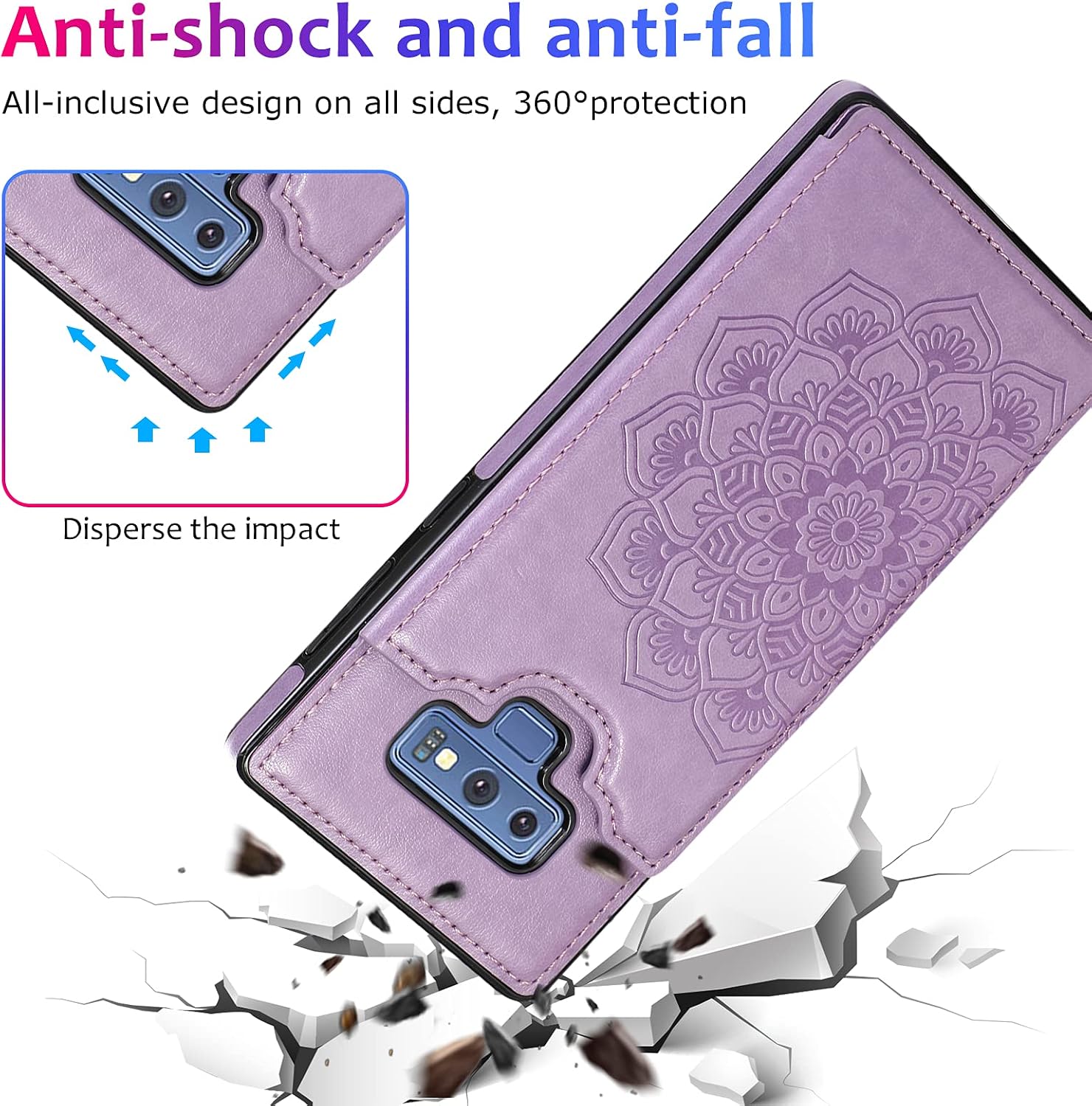Samsung Galaxy Note 9 Tempered Glass Screen Protector and Leather Wallet Case - Image 6