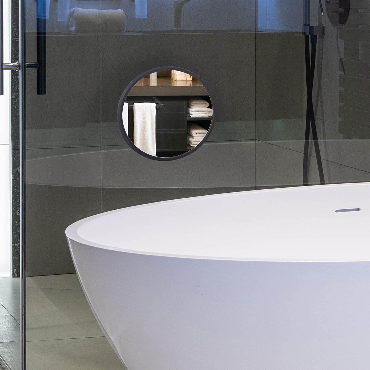 Small Wall Mirror Black Silicone Shower Mirror 7.67 Inch Small Mirror for Wall - Image 9