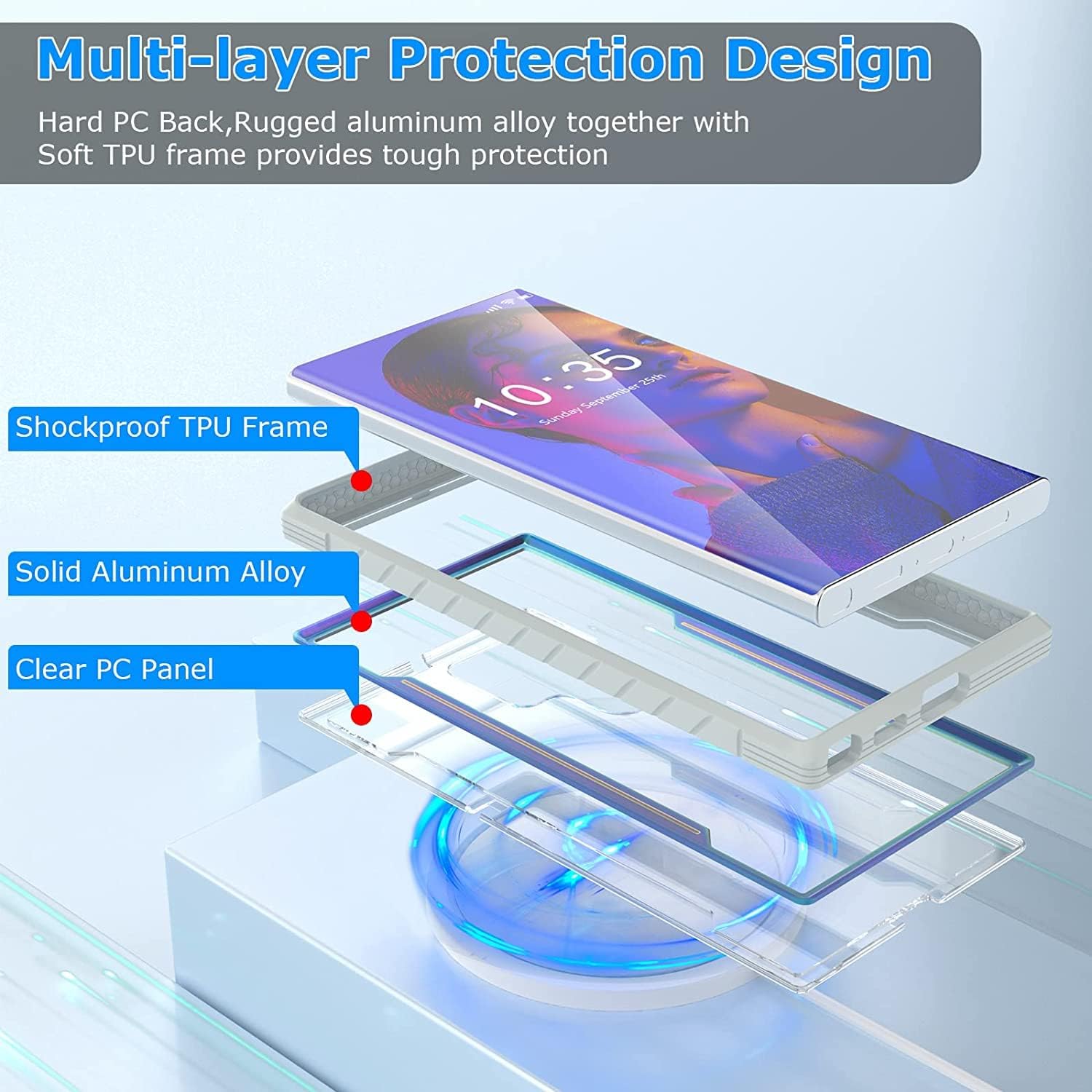 Case for Samsung Galaxy S22 Ultra, Heavy Duty Shockproof Slim Case - Iridescent - Image 5