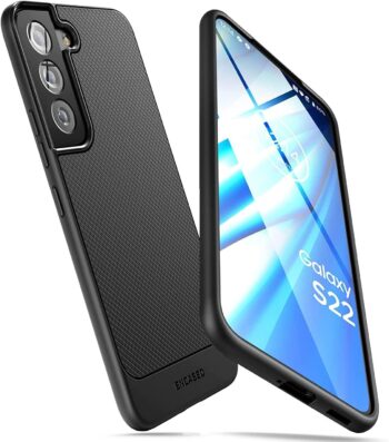 For Samsung Galaxy S22 Case, Slim Fit Flexible Thin Armour Case w Grip (Black)