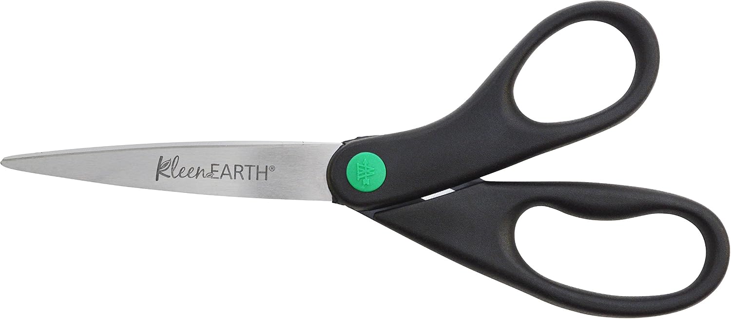 Westcott KleenEarth 8" Straight Recycled Stainless Steel Scissors, Black, 2 Pack - Image 3