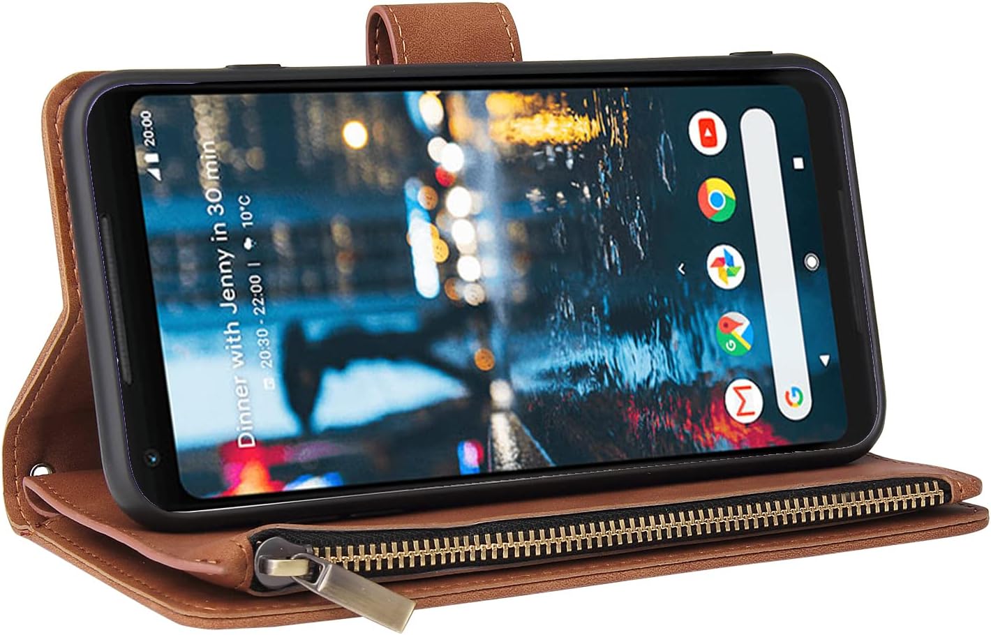 Google Pixel 2XL Tempered Glass Screen Protector and Leather Flip Wallet Case - Image 4